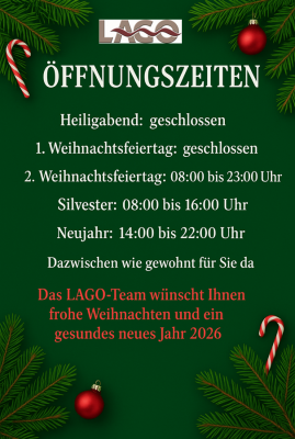 Öffnungszeiten Weihnachten 2025